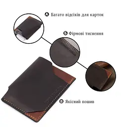 Шкіряний незвичайний картхолдер Grande Pelle 11534 коричневий - мініатюра 4