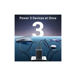 Зарядний пристрій Vention 2xUSB-C PD 65 Вт + 1xUSB QC 3.0 60 Вт GaN білий (FERW0-EU) - мініатюра 6