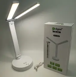 Настільна LED-лампа з 2 рухомими плафонами 30 см сенсорна світлодіодна 5 W акумуляторна (знімні 2 × 18650 6000 mAh) 3000–6000 K Digad 1960 - мініатюра 4