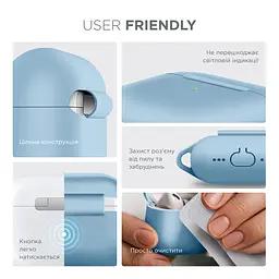Силіконовий чохол для навушників Apple AirPods Pro 3, Hang Case, блакитний, ультратонкий захисний кейс товщиною 2 мм, захист від подряпин, пилу та ударів, компактний, з карабіном для кріплення, ArmorStandart (ARM88313) - мініатюра 5