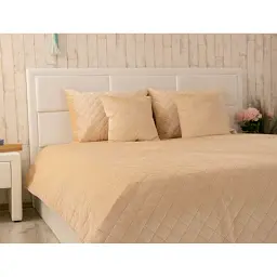 Покривало Руно двостороннє декоративне Velour Beige ромб 150х220 см бежеве - мініатюра 5