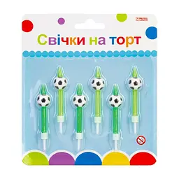 Свічка Maxi М'ячі 6 шт, 6 підставок до свічок (MX620158)