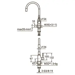 Змішувач для кухні Aquatica KT-4B570P 9722131 - мініатюра 2