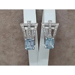 Золоті сережки ЮЗ "Багет" з топазом. 573005 - мініатюра 4