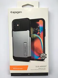 Чохол протиударний із підставкою Spigen Slim Armor ACS01548 для iPhone 12 Mini (5.4") Satin Silver - мініатюра 7