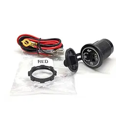 Гніздо під штекер прикурювача врізне з кришкою 1 USB 1 Type-C QC 3.0 PD DC 12-24V 5V Підсвічування Червона (A93B) - мініатюра 2