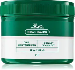 Тонер-педи з екстрактом центелли 60 шт VT Cosmetics Cica Mild Toner Pad