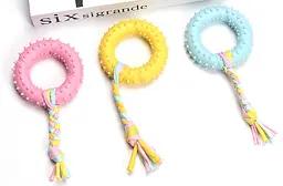 Жувальна іграшка для собак Derby Ribbed ring with cotton rope
