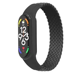 Ремінець для Xiaomi Mi Band 7/6/5/4, Braided Solo Loop, чорний, розмір S, нейлоновий плетений браслет, еластичний змінний ремінець для фітнес-трекера з надійним кріпленням, ArmorStandart (ARM59179)