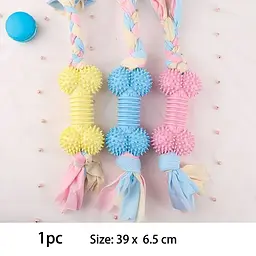 Жувальна іграшка для собак Derby Ribbed bone with cotton rope - мініатюра 4