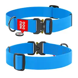 Нашийник для собак водостійкий Waudog Waterproof з QR-паспортом металічна пряжка-фастекс Ш 40 мм Д 46-70 см блакитний