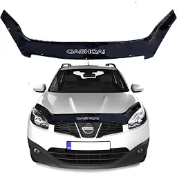 Дефлектор капота мухобійка Nissan Qashqai 2007-2009 Євро Кріплення Доресталінг Voron Glass