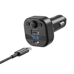 FM модулятор XO BCC18 USB-A OTG/USB-C Black (BCC18.black) - мініатюра 2