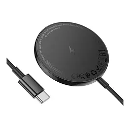 Бездротовий зарядний пристрій Hoco CW61 Ultra thin Magnetic 15W LED Display PD 5V/2A MagSafe Qi Black (36564_3608588) - мініатюра 4