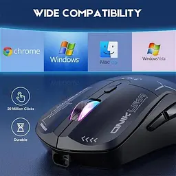 Комп'ютерна мишка Onikuma бездротова ігрова CW917 з RGB підсвіткою Bluetooth 2.4GHz акумуляторна для ПК і ноутбука - мініатюра 6