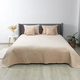 Покривало ТЕП Velour Ромб круглий персикове 240x260 см - мініатюра 2