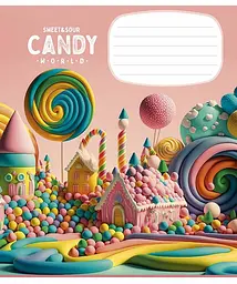 Зошит загальний Школярик Candy world у косу лінію 12 аркушів 30 шт. (012-3266C) - мініатюра 3