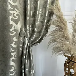 Штори жаккард "Вензель" сірий 150х270 см, 2шт, тасьма ALBO pbe0052939 - мініатюра 4