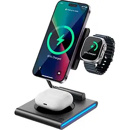 Бездротовий зарядний пристрій WiWU Wi-W023 3в1 Foldable MagSafe [103890] - мініатюра 4