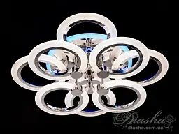 Люстра стельова LED Diasha A8022/4+4HR, 110W, 3200K-6000K, хром, сучасний стиль для дому
