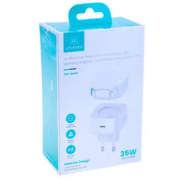 МЗП Usams US-CC209 GaN With Lightning Magnetic Retractable Cable Module XMF Ser. 35W (2USB-C) White - мініатюра 6