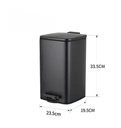 Відро для сміття Zerix Kubix-TC0108 Black з плавним закриттям, квадратне, 8 л, чорний (ZX5892) - мініатюра 5