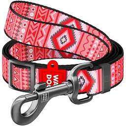 Повідець для собак Waudog Nylon Етно червоний, 122 х2, 5 см, різнокольоровий