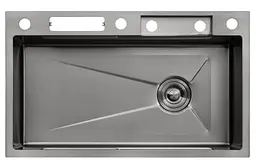 Кухонна мийка Kroner KRP KRP Schwarze - SET7545NB PVD (3.0/0.8 мм) (CV033805) - мініатюра 2