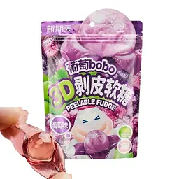 Китайські жувальні цукерки 3D Fruit Shaped Gummies Bobo Peelable Fudge Виноград 75г - мініатюра 2