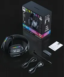 Бездротові ігрові навушники Onikuma GT808 геймерська Bluetooth гарнітура з мікрофоном та RGB Black (19118) - мініатюра 12