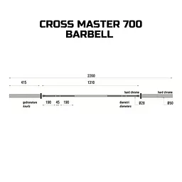 Гриф для штанги Toorx Max 700 Kg Cross Master 220 см 50 мм (BO-700) - мініатюра 2