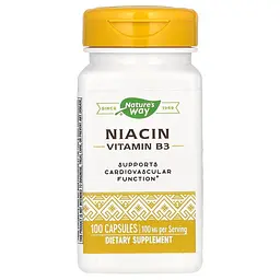 Ніацин Nature's Way Niacin 100 mg, 100 капсул для підтримки серцево-судинної системи