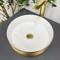 Умивальник VBI Prato gold white накладний VBI-011408, Золотий - мініатюра 4