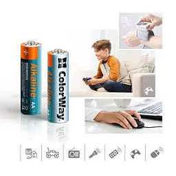 Батарейка ColorWay AA LR6 Alkaline Power (лужні) * 40 colour box (CW-BALR06-40CB) - мініатюра 3