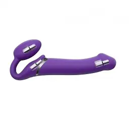 Безремневий страпон Strap-On-Me Vibrating Violet M регульований з вібрацією та з пультом ДК діаметр 3.3 см - мініатюра 3