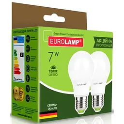 Лампочка Eurolamp LED A60 7W E27 3000K 220V акция 1+1 (MLP-LED-A60-07272(E)) - мініатюра 3
