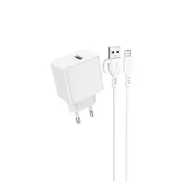 Мережевий зарядний пристрій Borofone BAS12A Erudite single port 18W/QC3.0/1USB + Micro білий