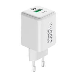 Мережевий зарядний пристрій ArmorStandart AR371 30W GaN Type-C + USB-A White (ARM77549)