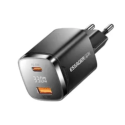 Мережевий зарядний пристрій Essager Gamet 33W GaN Digital Display A+C Чорний (ECT33W-GMB01-Z) - мініатюра 3