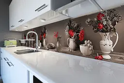 Кухонний фартух Вінтажний натюрморт для кухні ПВХ наклейка Квіти букети Сірий 60х250 см Happy Pocket Z180449 - мініатюра 2