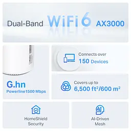 TP-Link Система WiFi-Mesh Deco PX50 AX3000, 3xGE LAN/WAN, 3 мод, Powerline G1500 - мініатюра 4