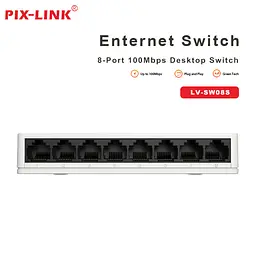 Мережевий комутатор на 8 портів PIX-LINK LV-SW08S портативний світч для інтернету White (18897) - мініатюра 3