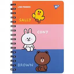 Блокнот Yes Line Friends А5 cпіраль 80 аркушів з гумкою (151770)