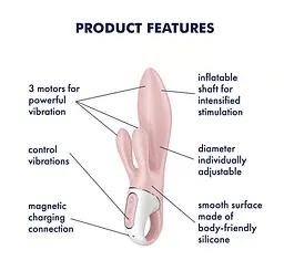 Вакуумний кліторальний стимулятор Satisfyer Air Pump Bunny 3 Rose - мініатюра 4