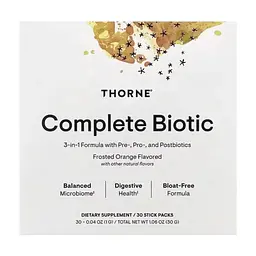 Вітамінно-мінеральний комплекс Thorne Повний біотичний пробіотичний комплекс, апельсиновий смак, 30 сек (THR01535)