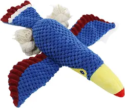 М'яка іграшка для собак Bird Shaped Squeaky Dog Plush Toy з мотузками і пищалкою, блакитна