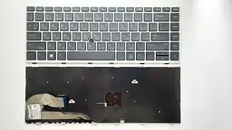 Клавіатура для ноутбуків HP EliteBook 840 G5 чорна зі срібл. рамкою з трекпоінтом RU/US High