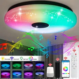 38 см світлодіодний RGB світильник стельовий Bluetooth + пульт дистанційного керування - мініатюра 2
