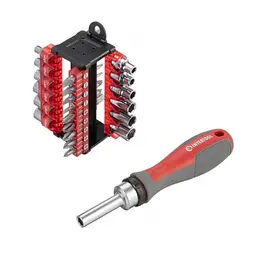 Викрутка реверсивна з храповим механізмом та комплектом насадок 31 одиниця INTERTOOL VT-3374