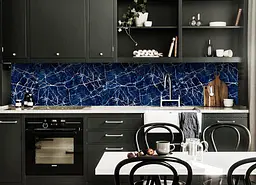 Кухонний фартух Happy Pocket Синій Мармур Камінь ПВХ 60х200 см самоклеючий вініловий Текстура Синій Z183951 - мініатюра 6